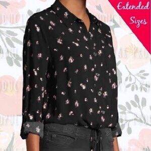 3/$20 Tie Front Blouse, Black Floral